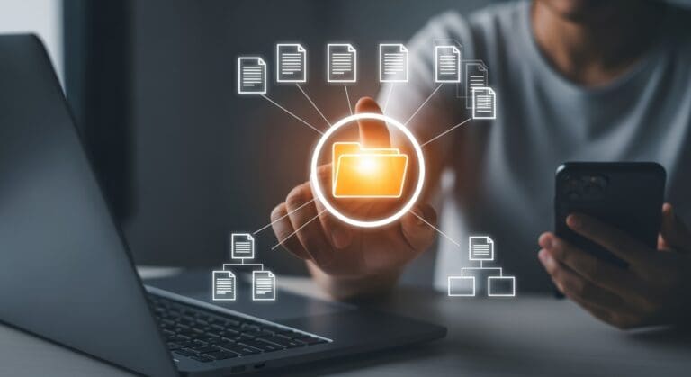 digital-file-management-system-concept-user-accessing-Document Management Framework