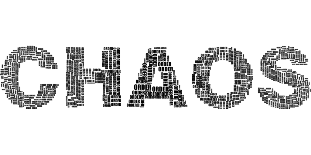 Chaos written on a white background