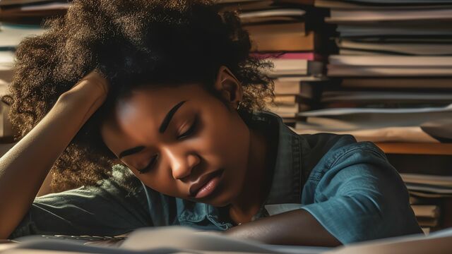 Business Woman Who Has Fallen Asleep on a Desk While Working on a Pile of Documents - Reasons for Going Paperless