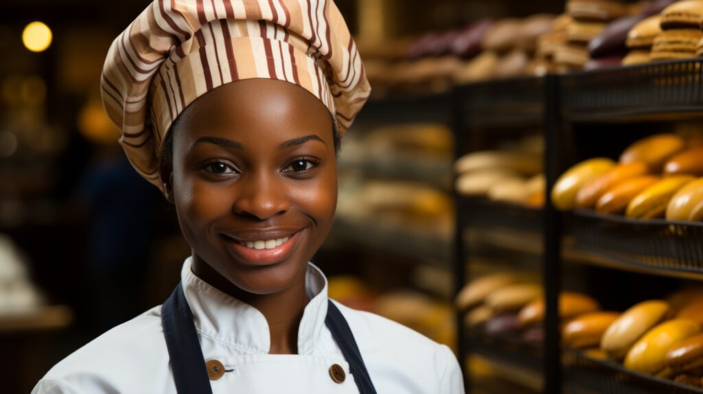 A black business owner woman with a warm smile standing in a bakery - How to Treat the Role of a Small Business Owner