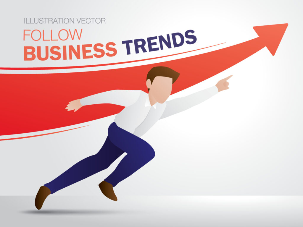 business trend a man is running after an arrow that is soaring forward - How to Leverage 10 Trends for Top Small Business Problems