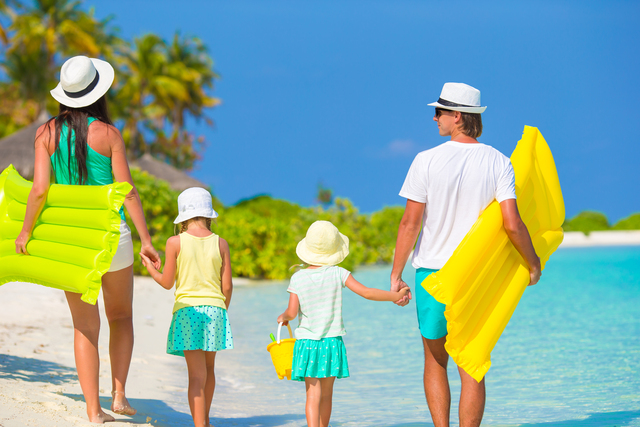 young family of four on beach vacation-8 Strategies to Get Better Work Life Balance