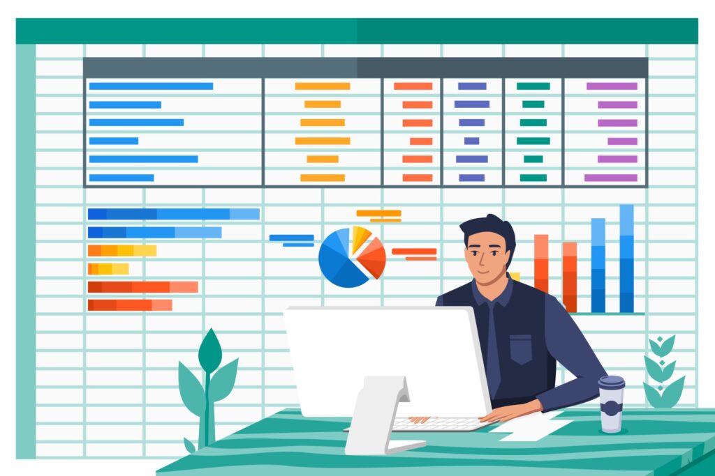 accountant using data and charts on a computer - Inventory Management for Small Business