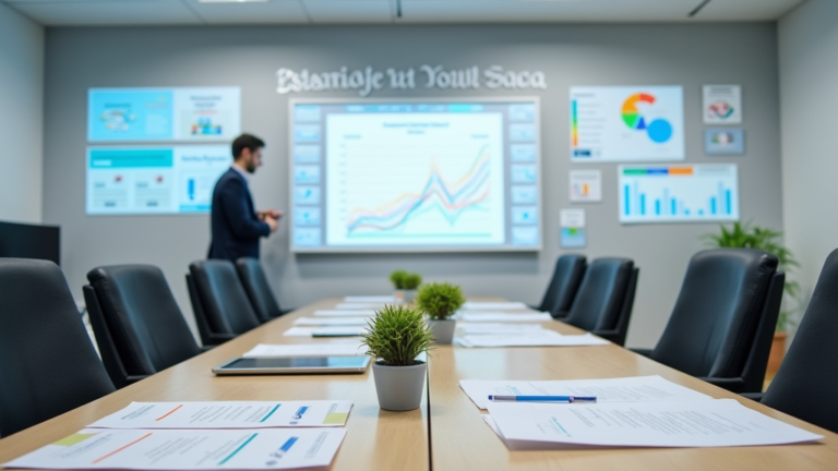A man preparing to deliver a presentation in a large conference room - 9-Tip To Do List to Boost Morale Fast: How to Improve Team Communication