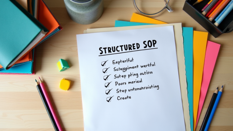 SOP checklist on top of files being created on a desk with pencils - How to write an SOP for operational efficiency